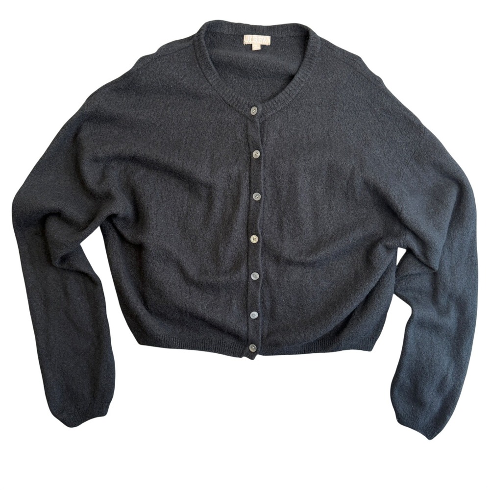 J.Crew Cardigan Sweater Womens XL Black Merino Alpaca Wool Blend Minimalist Cozy